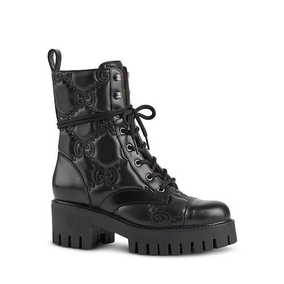 Gucci Quilted GG Matelasse Combat Platform Boots Womens EU 37 - Picture 1 of 16